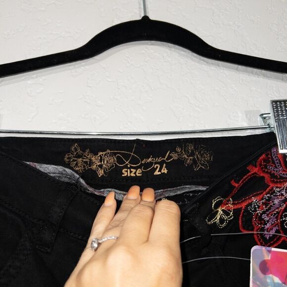 NWT Desigual Black Embroidered Port Pants Size 0 - Picture 7 of 13